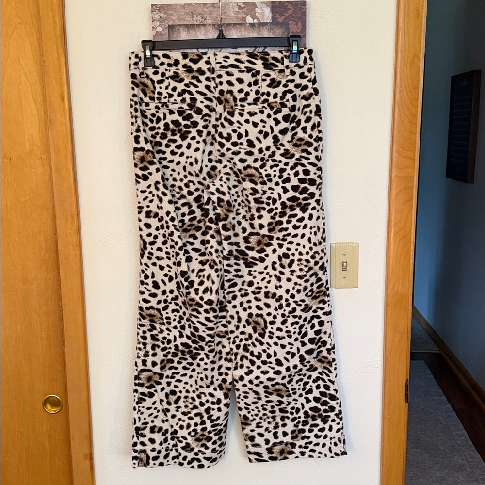 Loft Outlet Leopard Print Palmer Wide Leg Pants - Neutral Animal Print - Picture 4 of 7